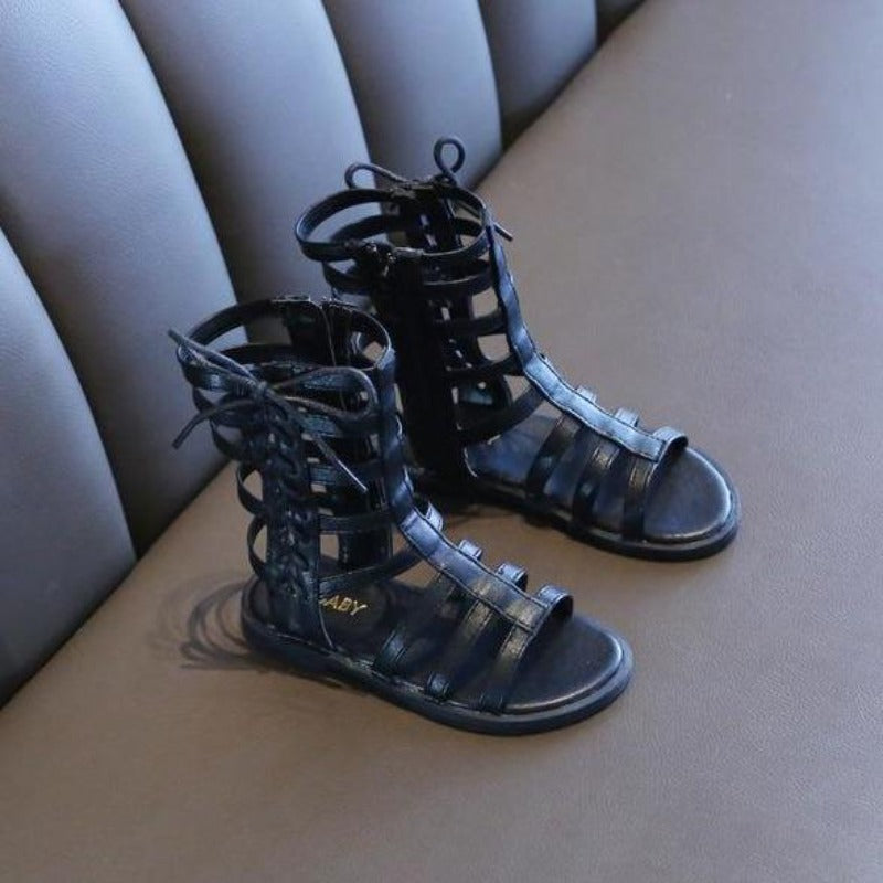 [381148-BLACK] - Sepatu Sandal Anak Import - Motif Webbing Straps