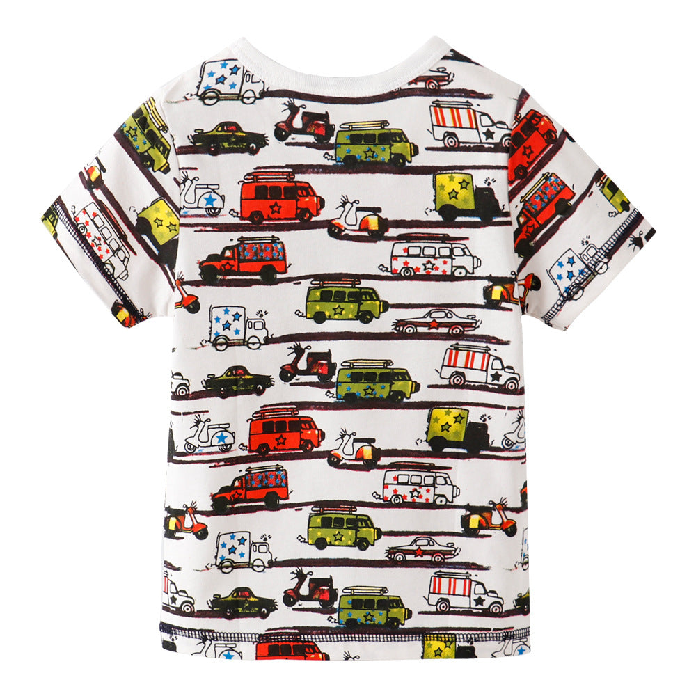 [357323] - Baju Atasan Anak Trendi / Atasan Anak Import / Kaos Anak - Motif Cool Color Vehicles