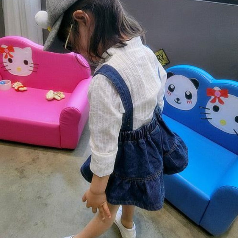 [507168] - Bawahan Jeans Overall Anak Perempuan - Motif Denim Crown