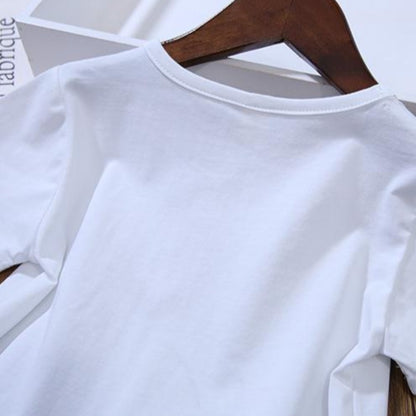 [363177-WHITE] - Setelan Kaos Modis Anak Perempuan Import - Motif 3D Star Swan