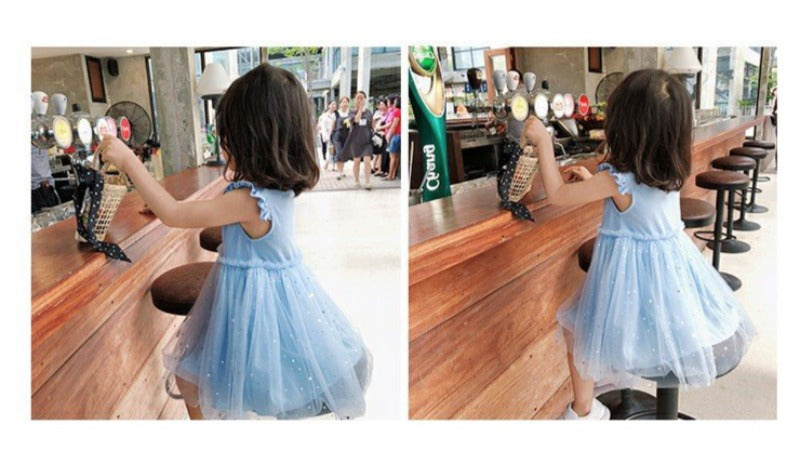 [507153-LIGHT BLUE] - Dress Fashion Anak Perempuan Import - Motif Tutu Beads