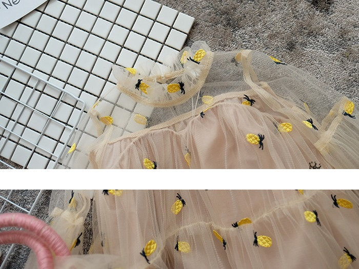 [507140-CREAM] - Dress Fashion Anak Perempuan - Motif Pineapple Tutu