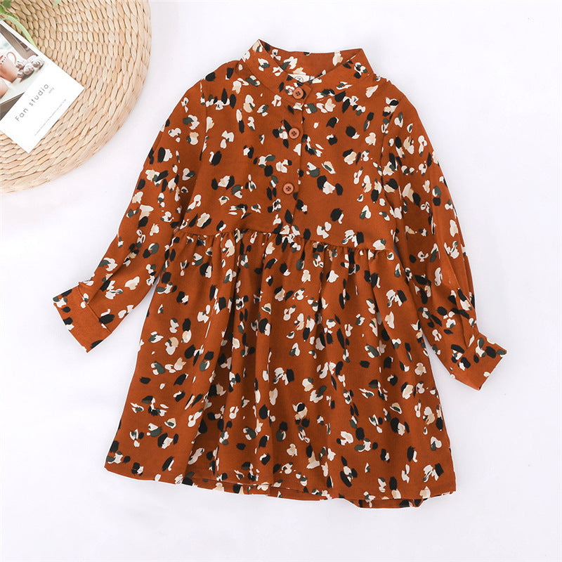 [363312-BRICK RED] - Dress Fashion Anak Perempuan - Motif Abstract Color