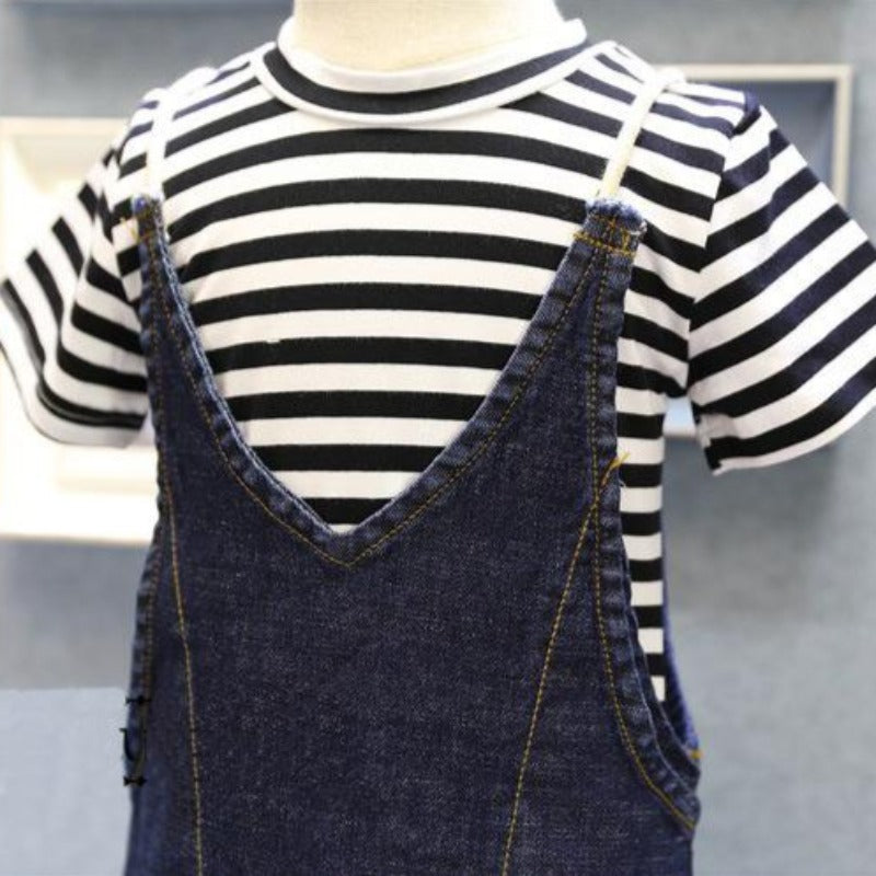[507141] - Setelan Overall Anak Perempuan - Motif Color Lines