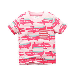 [357393] - Kaos Anak / Baju Atasan Summer Anak Trendi - Motif Girl Crocodile Pattern