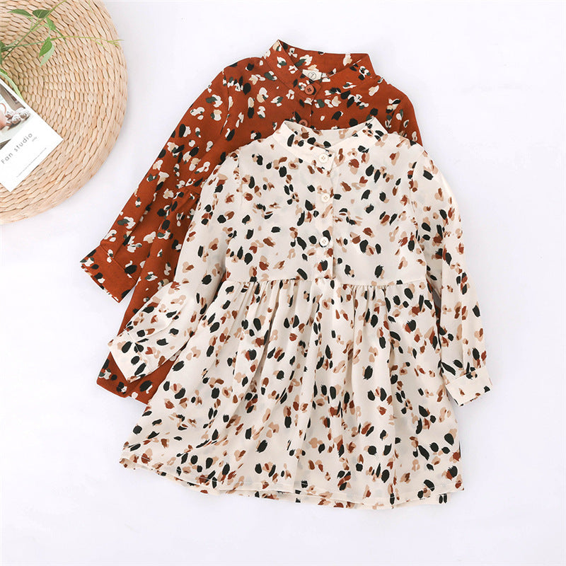 [363312-BRICK RED] - Dress Fashion Anak Perempuan - Motif Abstract Color