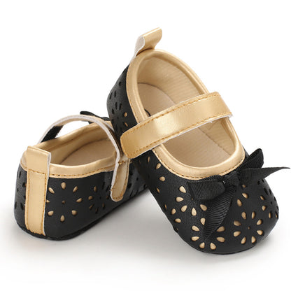 [105272-BLACK] - Sepatu Bayi Prewalker Import - Motif Flower Ribbon