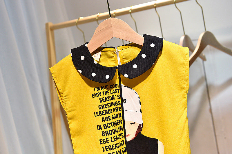 [363329-MUSTARD] - Setelan Kutung Anak Perempuan - Motif Alphabet Polkadots