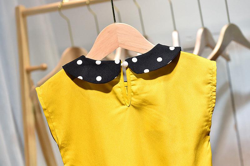 [363329-MUSTARD] - Setelan Kutung Anak Perempuan - Motif Alphabet Polkadots