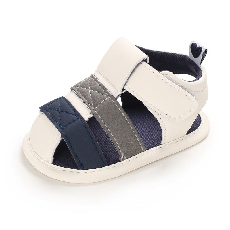[105249-WHITE BLUE] - Sepatu Sandal Anak Prewalker Import / Baby Shoes - Motif Plain Smooth
