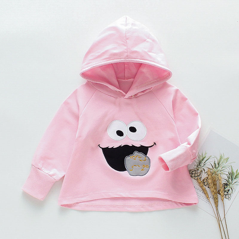 [352201-PINK] - Atasan Sweater Hoodie Anak - Motif Cookie Monster