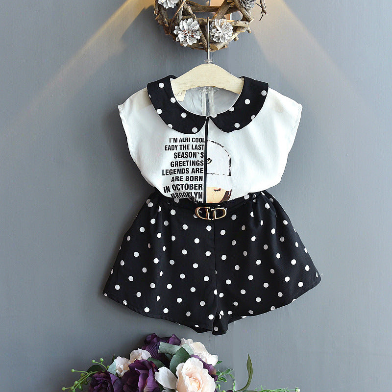 [363329-WHITE] - Setelan Kutung Anak Perempuan - Motif Alphabet Polkadots
