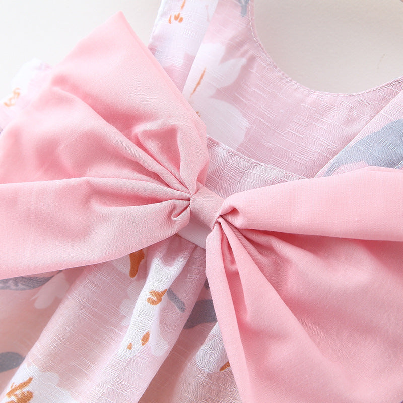 [340266] - Dress Pantai Lengan Kutung Anak Perempuan - Motif Ribbon Flower