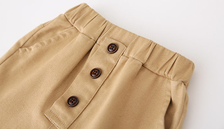 [119221-BEIGE] - Celana Panjang Anak Kekinian / Celana Anak Import - Motif Three Buttons