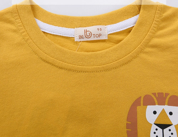 [370154-GRAY] - Kaos Anak Trendi / Baju Atasan Anak Import - Motif Lion Head