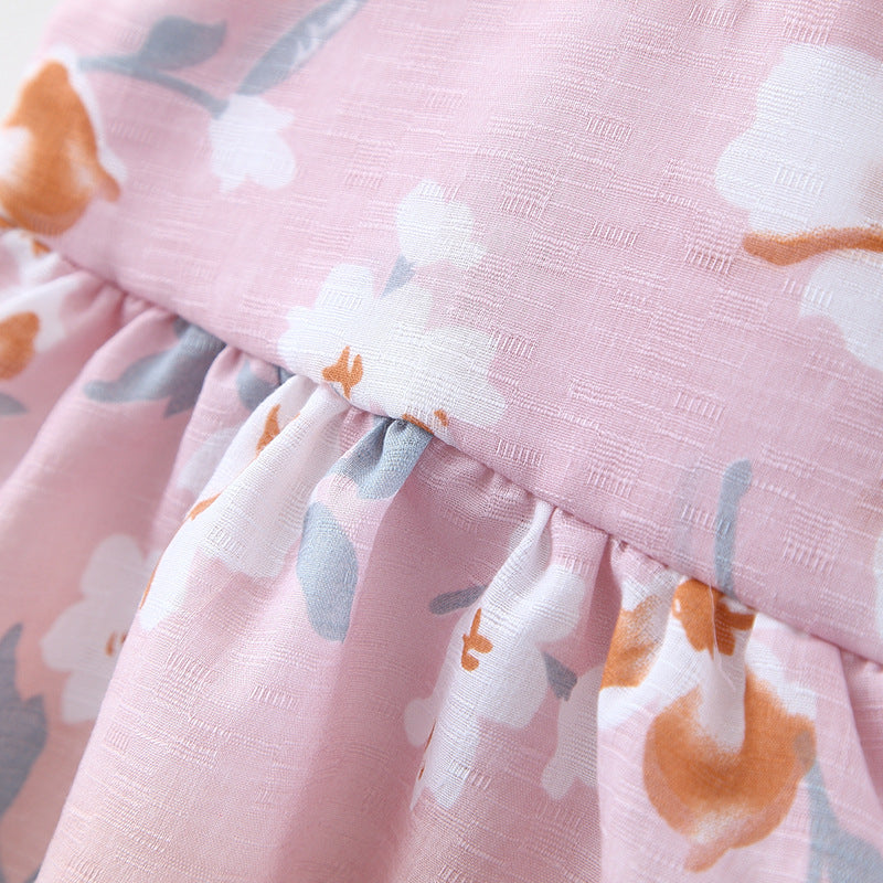 [340266] - Dress Pantai Lengan Kutung Anak Perempuan - Motif Ribbon Flower