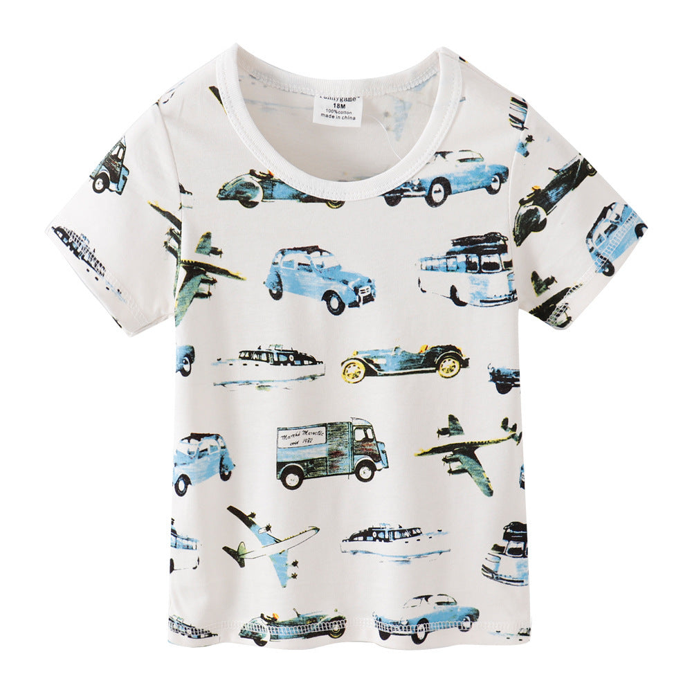 [357326] - Baju Atasan Summer Anak Trendi / Kaos Anak Import - Motif Vehicle Transportation