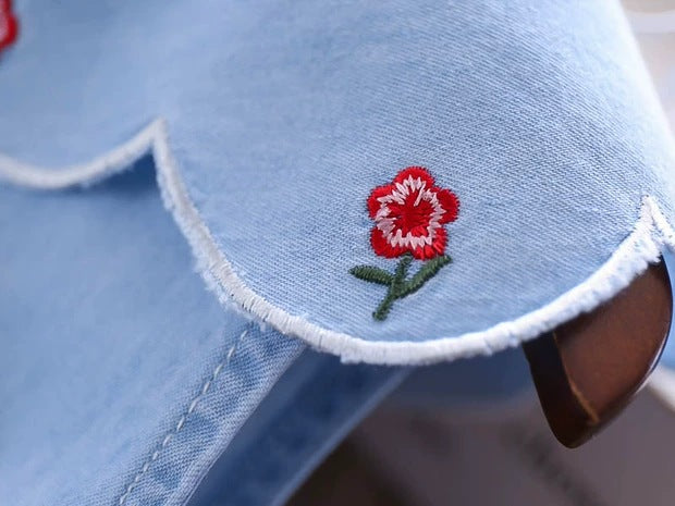 [363213-BLUE PINK] - Import Setelan Fashion Trend Anak Perempuan - Motif Little Flower