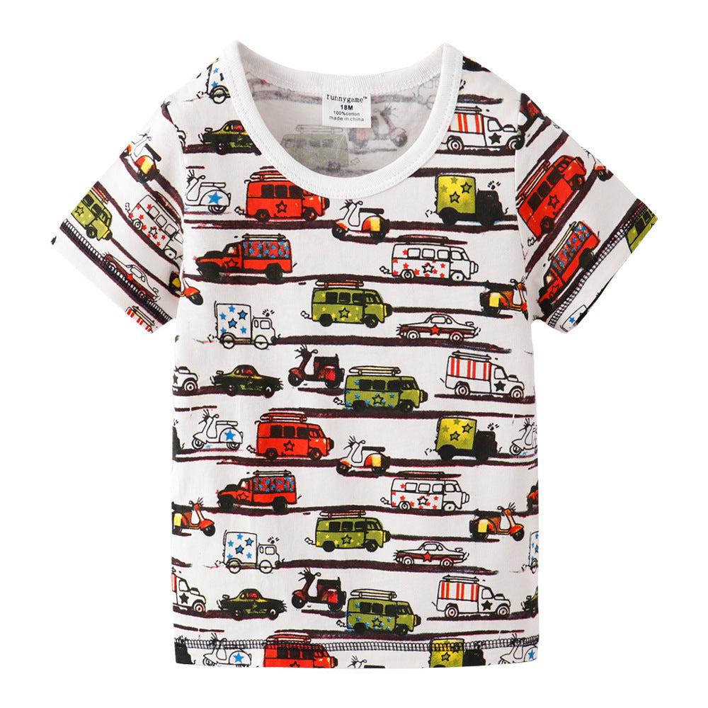 [357323] - Baju Atasan Anak Trendi / Atasan Anak / Kaos Anak - Motif Cool Color Vehicles