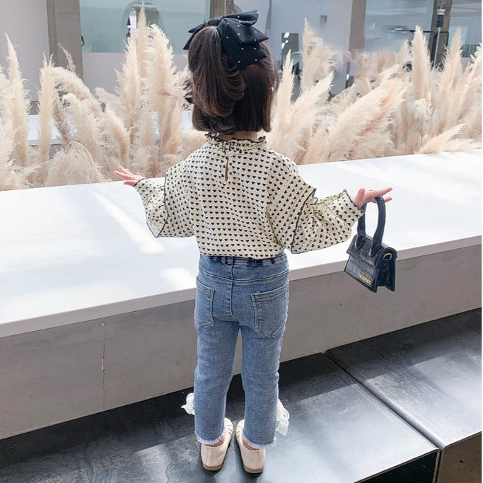 [363470] - Setelan Blouse Celana Panjang Jeans Pensil Rawis Anak Perempuan - Motif Multiple Love