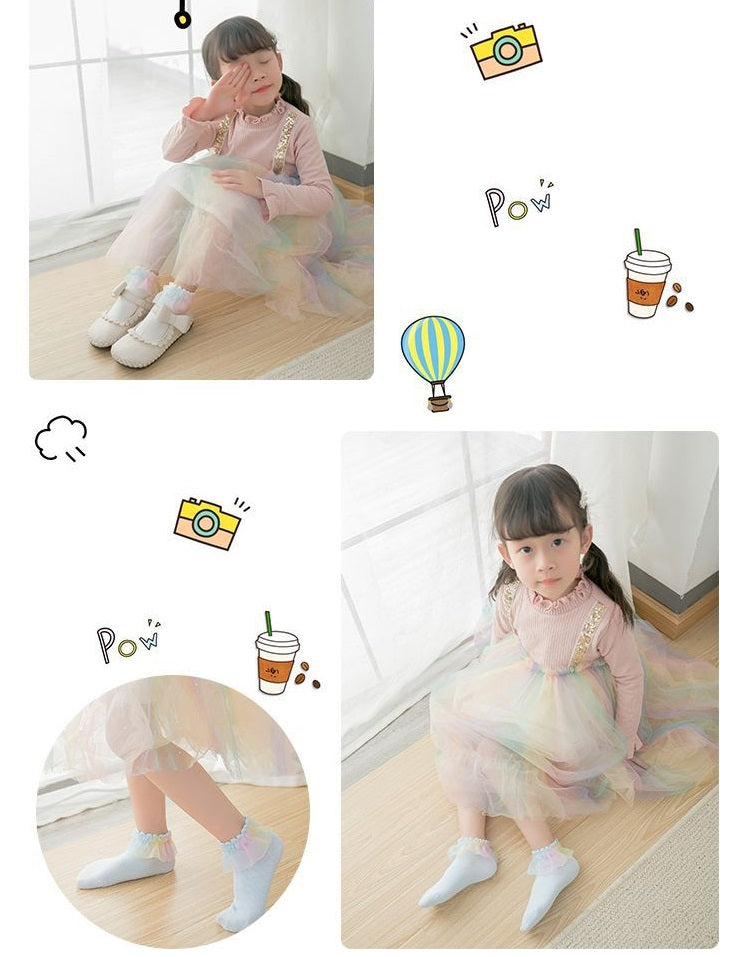[376106] - Kaos Kaki Anak Lucu Import - Motif Rainbow Lace