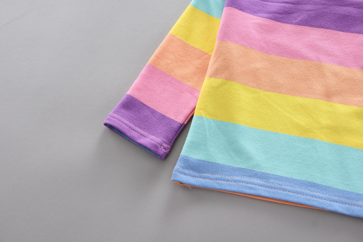 [368250] - Baju Setelan Overall Trendi Anak - Motif Rainbow Stripes