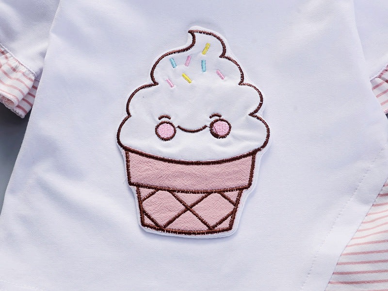 [368167-ICE CREAM] - Baju Setelan Santai Anak Import - Motif Vanilla Ice Cream