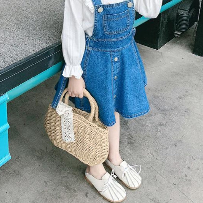 [507166] - Bawahan Overall Anak Perempuan - Motif Middle Button Line