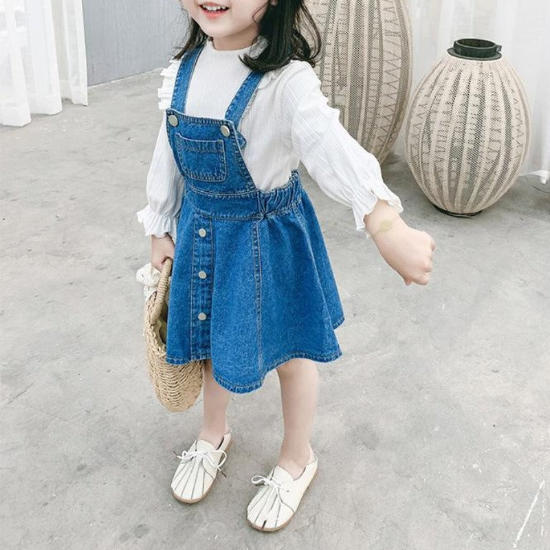 [507166] - Bawahan Overall Anak Perempuan - Motif Middle Button Line