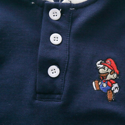 [501103-MARIO] - Atasan Kerah Anak Import / Kaos Anak Kekinian - Motif Super Mario