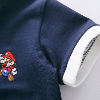 [501103-MARIO] - Atasan Kerah Anak Import / Kaos Anak Kekinian - Motif Super Mario