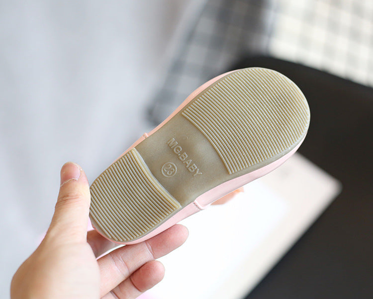 [381112-PINK] - Flat Shoes / Sepatu Slip On Anak Import - Motif Ribbon Waves