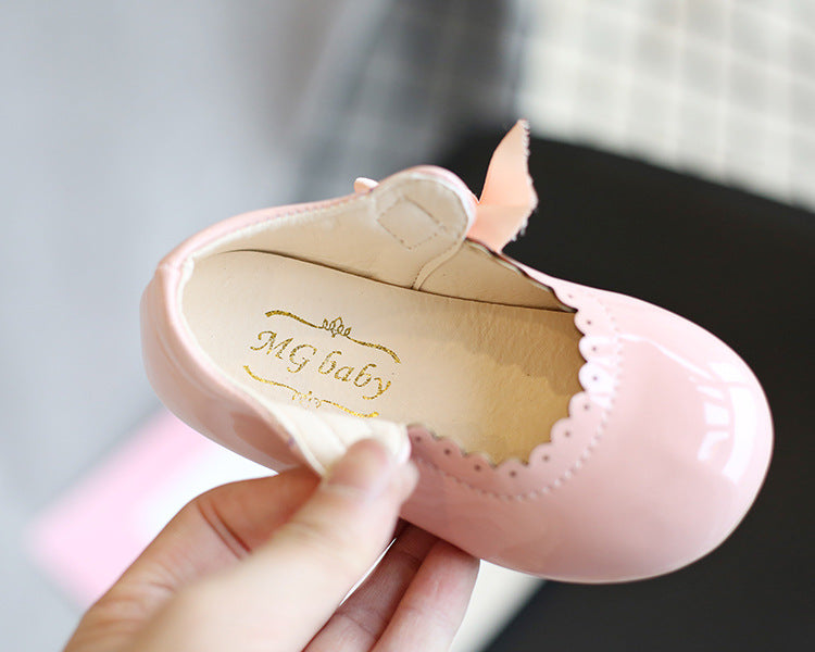 [381112-PINK] - Flat Shoes / Sepatu Slip On Anak Import - Motif Ribbon Waves