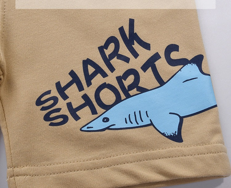 [370120-BLACK] - Celana Santai Anak / Celana Pendek Anak - Motif Shark Shorts