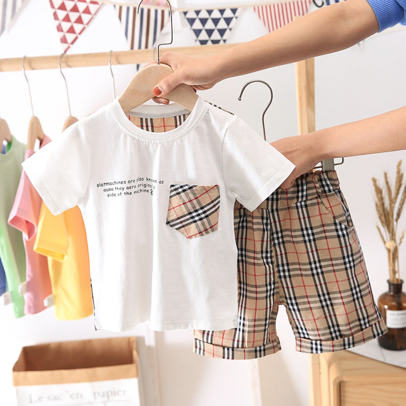 [368322] - Kaos Setelan Pendek Anak - Motif Tartan Plaid