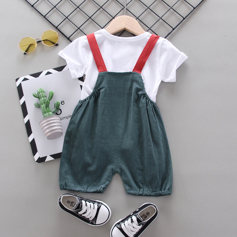 [368271] - Baju Setelan Overall Anak - Motif Mandarin Alphabet