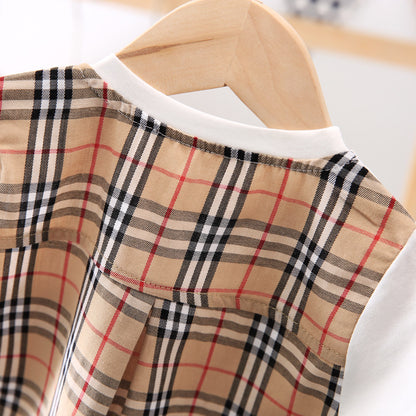 [368322] - Kaos Setelan Pendek Anak - Motif Tartan Plaid