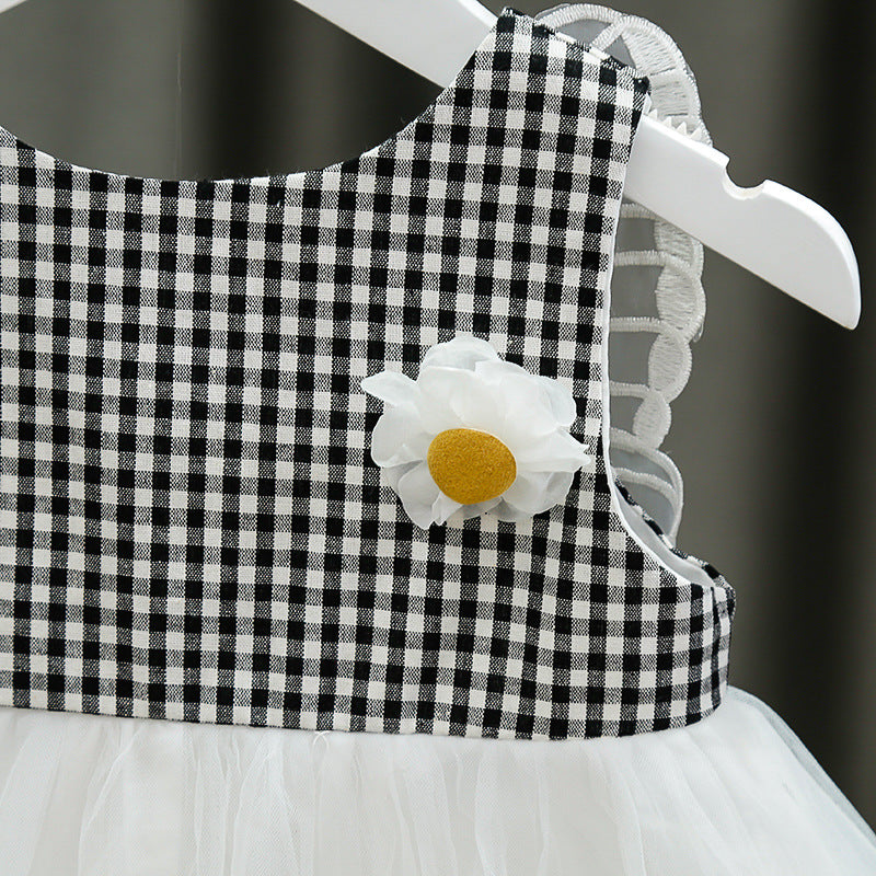 [352181-BLACK] - Dress Import 3D Anak Perempuan High Fashion - Motif Gingham Butterfly Wings