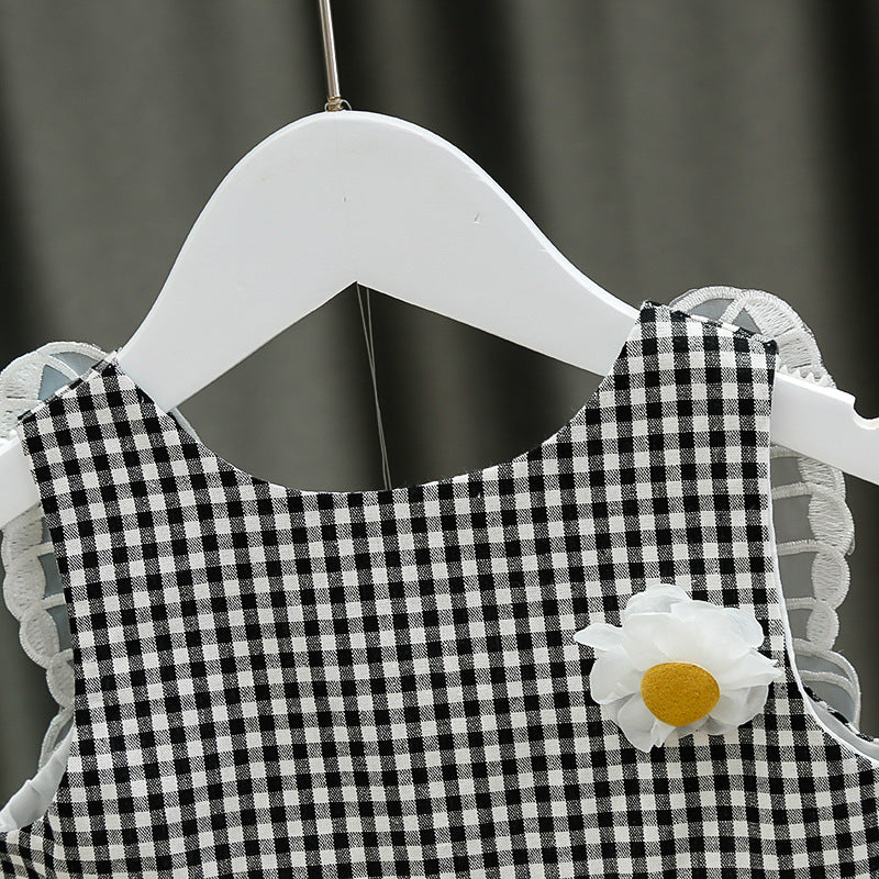 [352181-BLACK] - Dress 3D Anak Perempuan High Fashion - Motif Gingham Butterfly Wings
