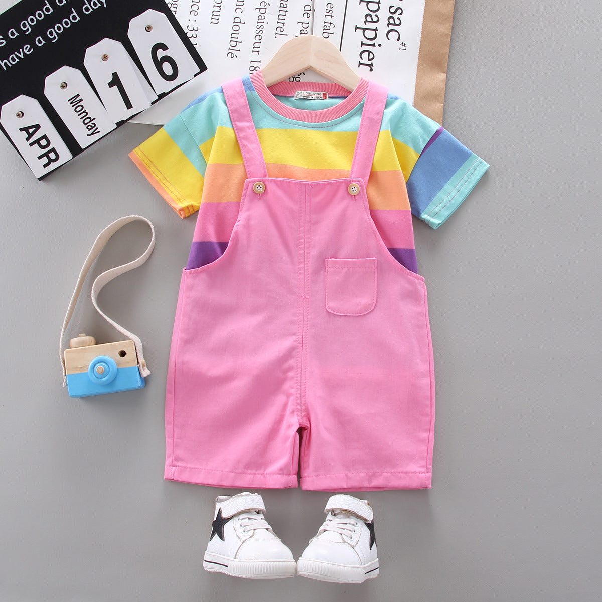 [368203] - Setelan Overall Anak - Motif Rainbow Gradaration