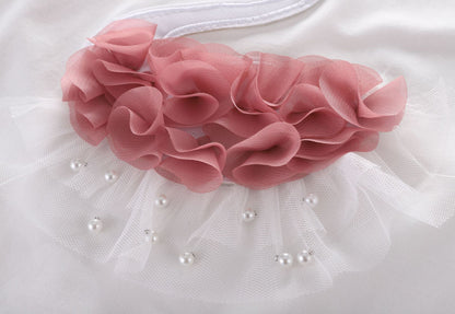 [363194-PINK WHITE] - Setelan Import 3D Anak Perempuan - Motif Geese Flower