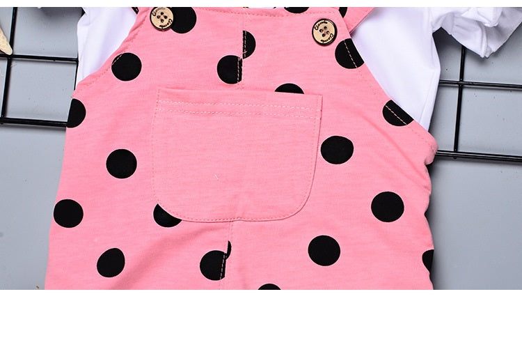 [368269-PEACH] - Setelan Overall Sweet Anak Perempuan - Motif Polkadot Woman