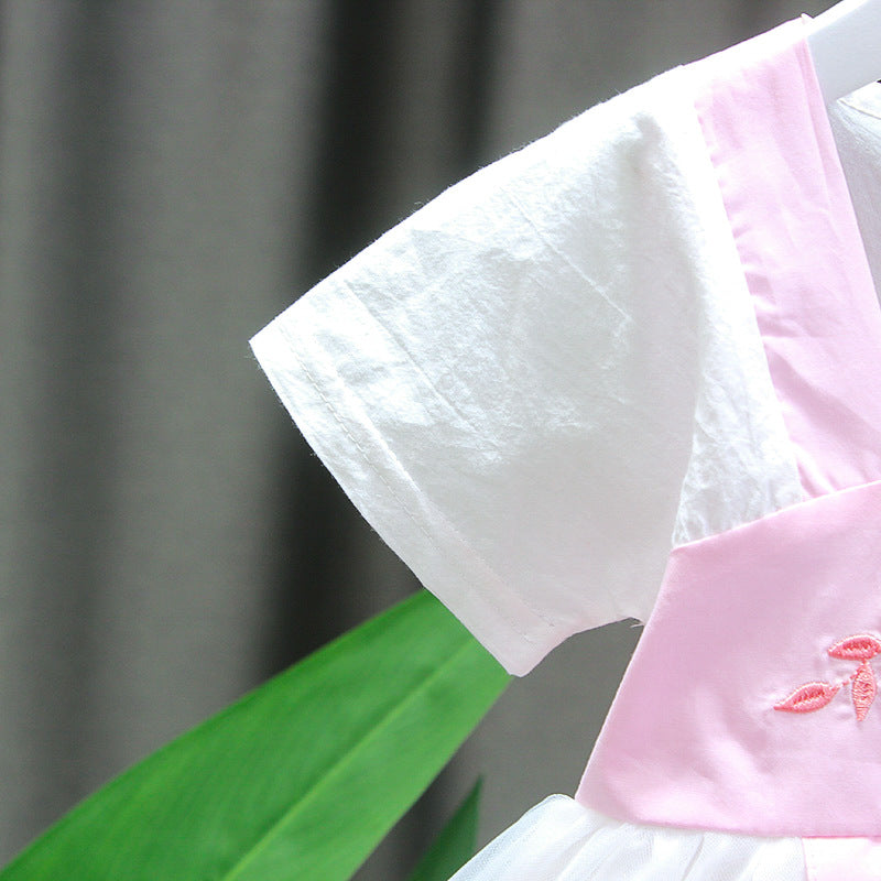 [352191-PINK WHITE] - Dress Anak Perempuan Kawai Style - Motif Cultural Style