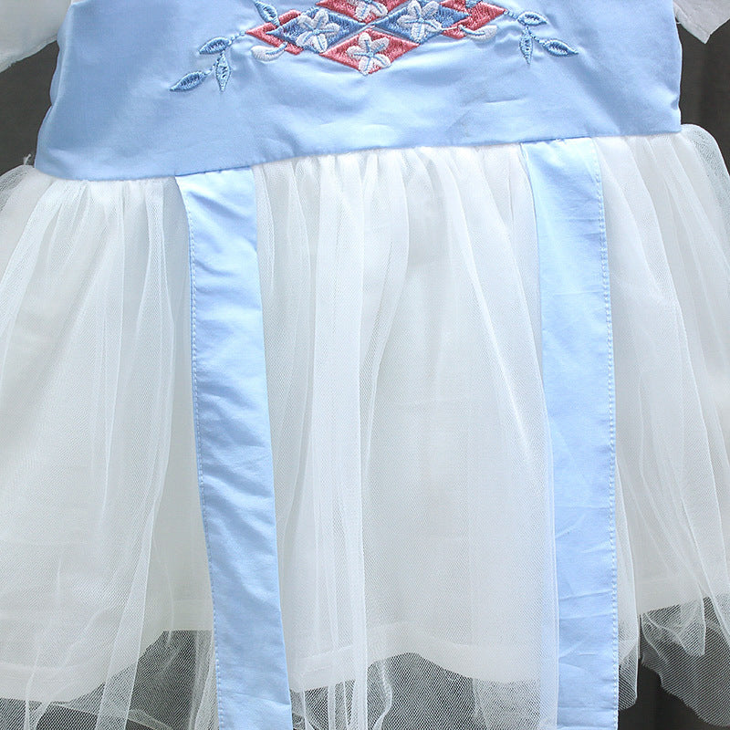 [352191-BLUE WHITE] - Dress Anak Perempuan Kawai Style - Motif Cultural Style