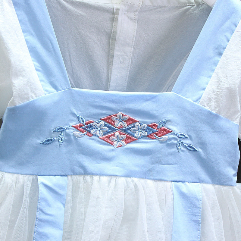 [352191-BLUE WHITE] - Dress Anak Perempuan Kawai Style - Motif Cultural Style