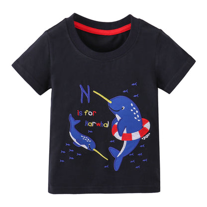 [357288] - Atasan Anak / Kaos Anak / Baju Atasan Summer Anak Trendi - Motif Adorable Narwhal