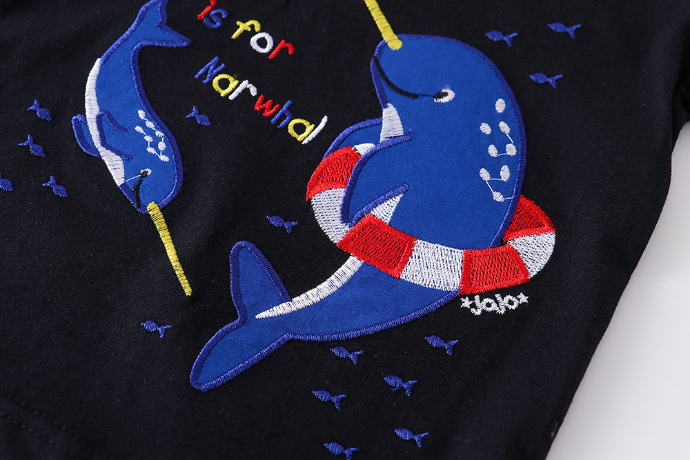 [357288] - Atasan Anak / Kaos Anak / Baju Atasan Summer Anak Trendi - Motif Adorable Narwhal