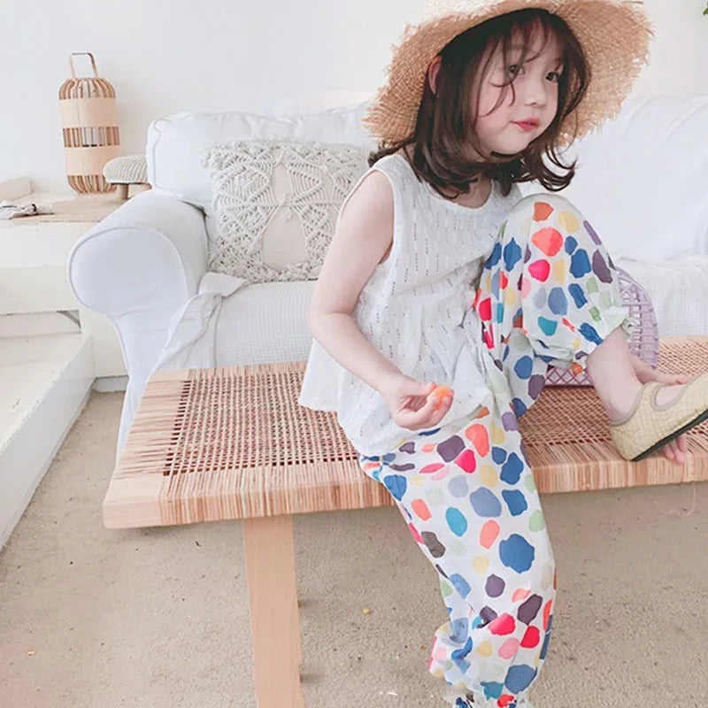 [507396] - Setelan Fashion Anak Perempuan Import - Motif Colored Circle