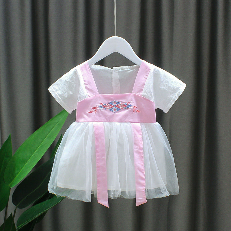 [352191-PINK WHITE] - Dress Anak Perempuan Kawai Style - Motif Cultural Style