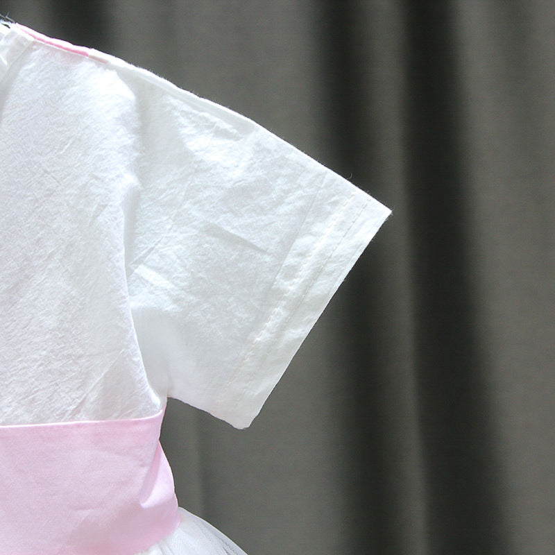 [352191-PINK WHITE] - Dress Anak Perempuan Kawai Style - Motif Cultural Style